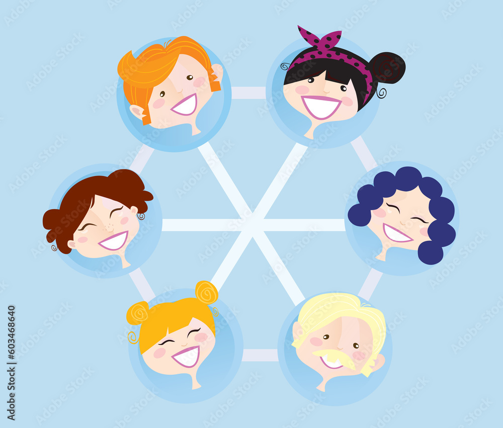 Social network group illustration. Vector format. Easy to change colors and resize. Social network group illustration. Vector format. Easy to change colors and resize.