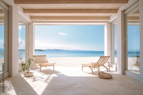 Illustration of a modern house - Mediterranean  - Created with Generative ai