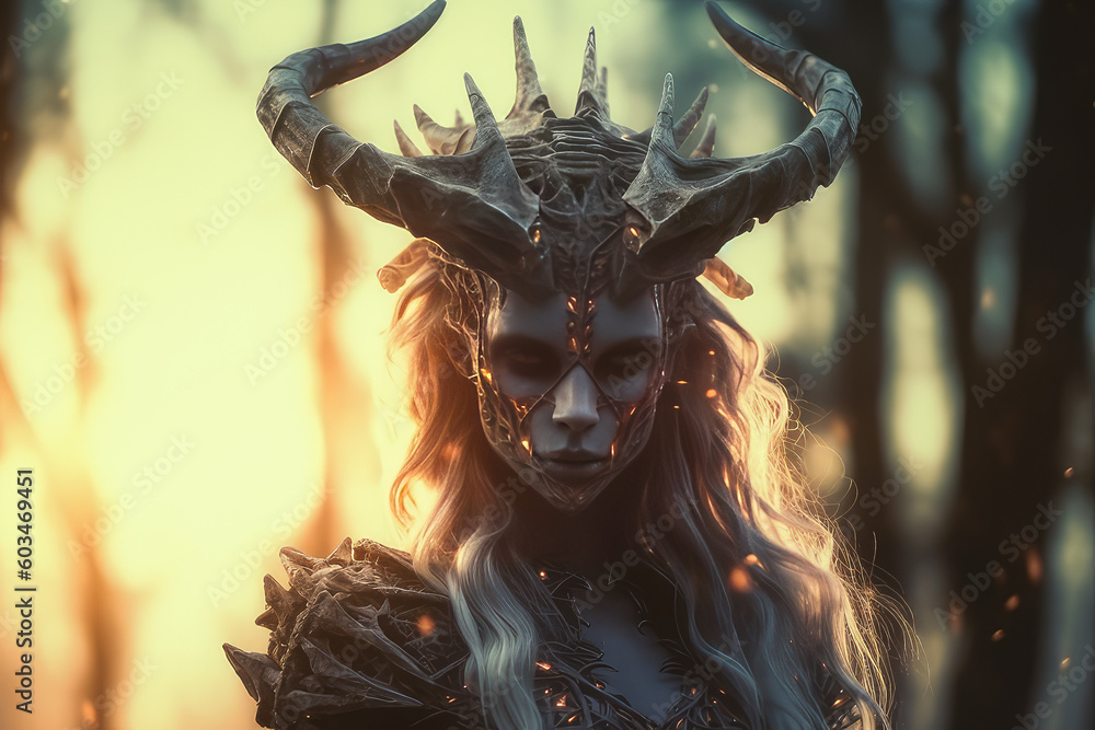 demon girl in gloomy colors. Generative AI demon girl in gloomy colors. Generative AI