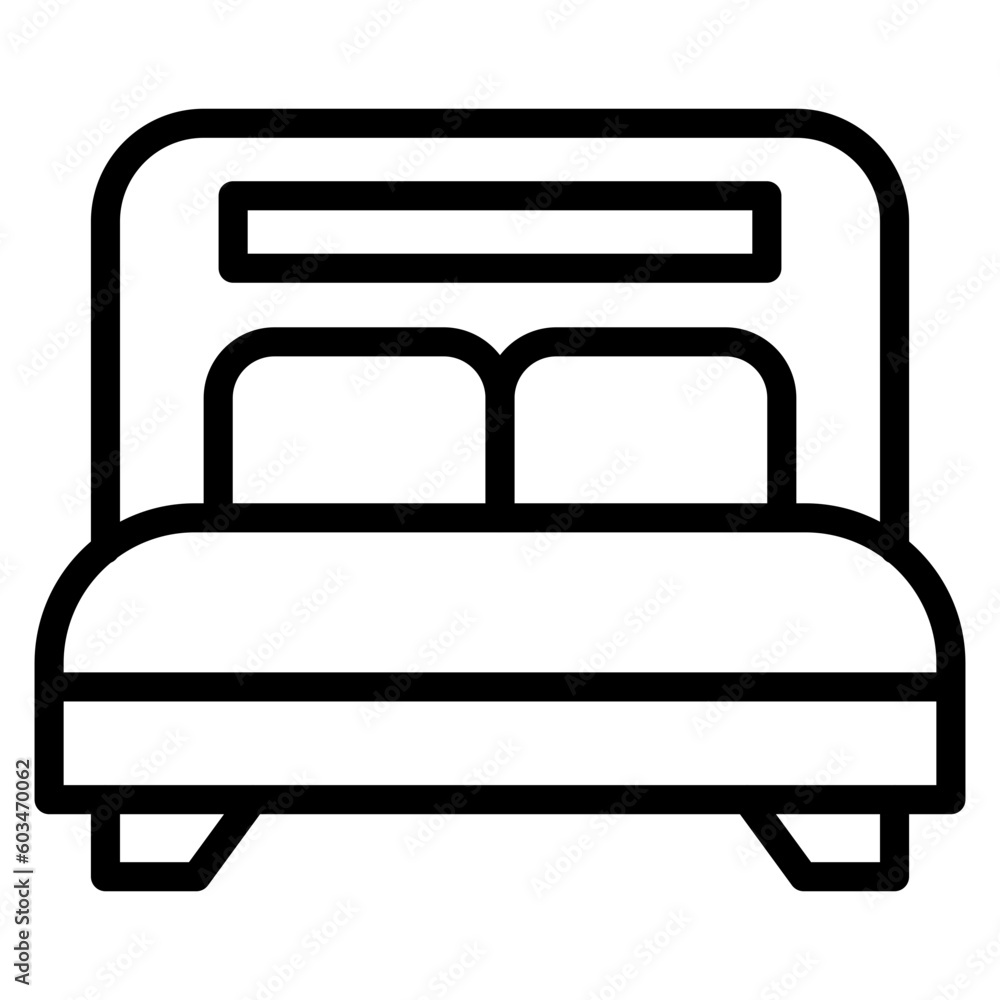 Double Bed Room Vector Line Icon Double Bed Room Vector Line Icon