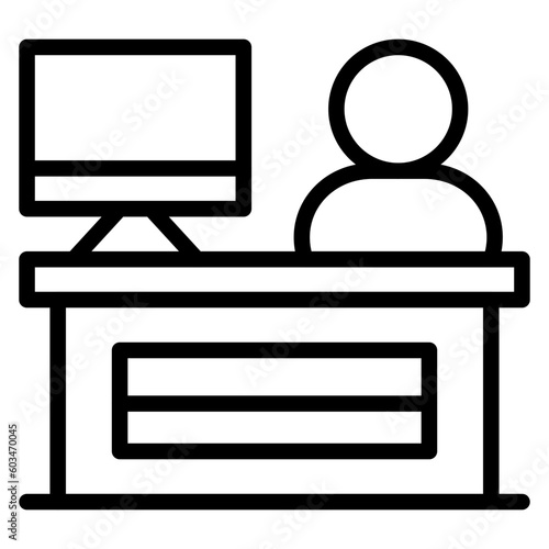 Hotel Reception Vector Line Icon