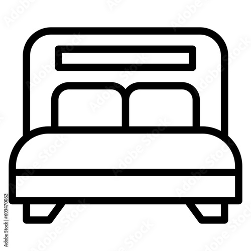 Double Bed Room Vector Line Icon