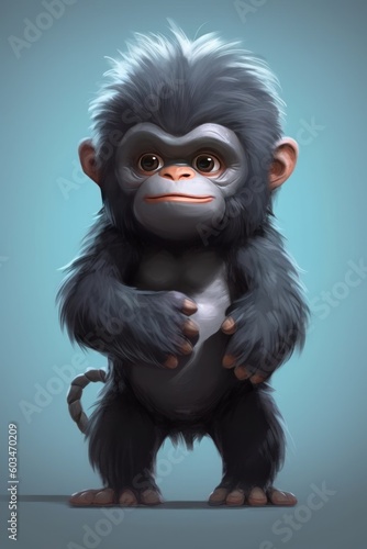 Cute Mini Gorilla Character Illustration