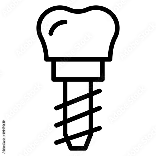 Dental Implant Vector Line Icon