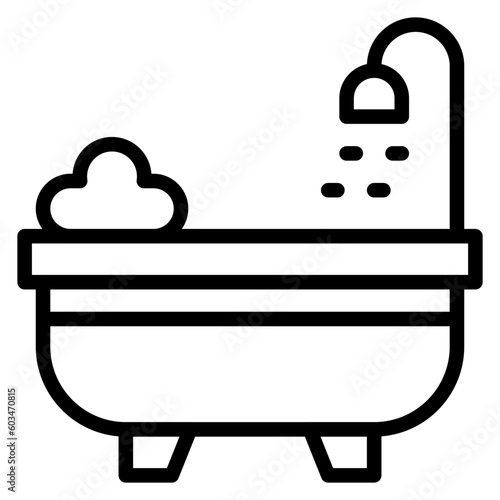 Bathtub Vector Line Icon