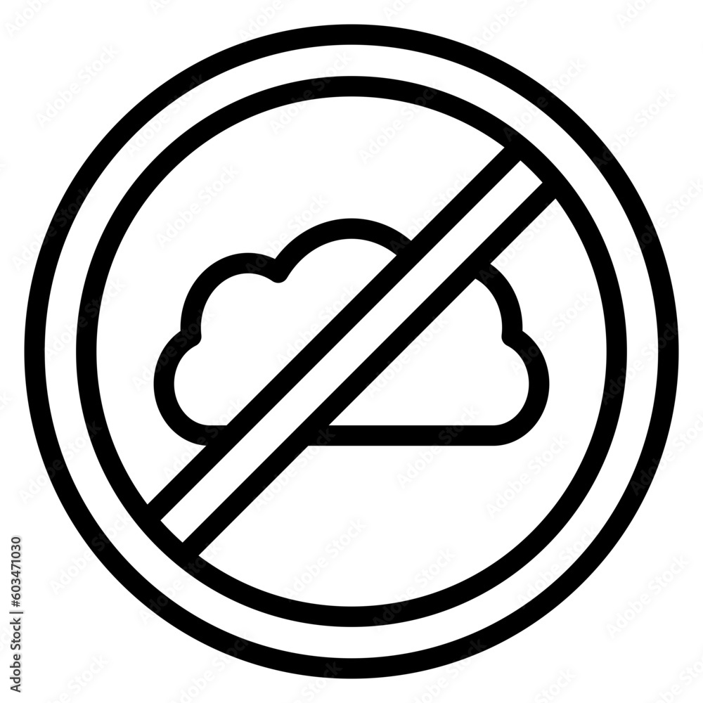 Cloud Inaccessible Vector Line Icon Cloud Inaccessible Vector Line Icon