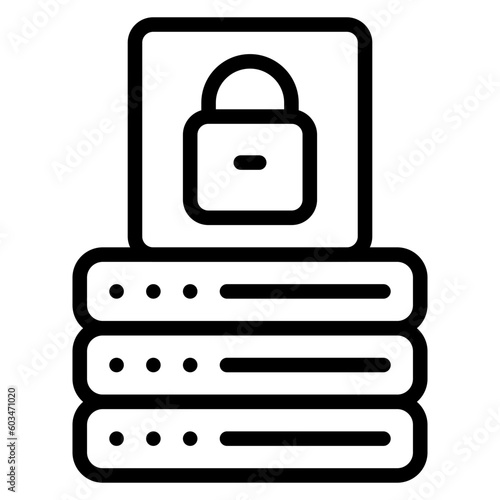 Database Lock Vector Line Icon
