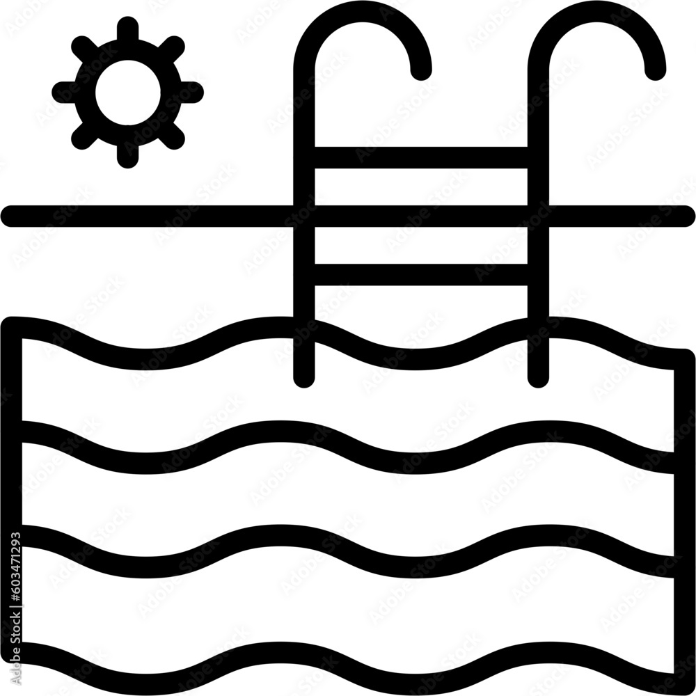 Swimming Pool Vector Line Icon Swimming Pool Vector Line Icon