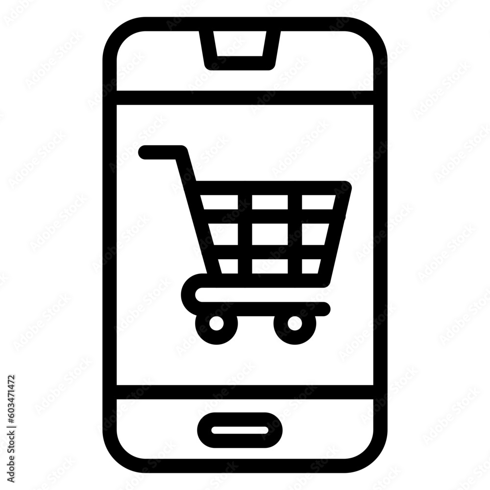 Online Cart Vector Line Icon Online Cart Vector Line Icon