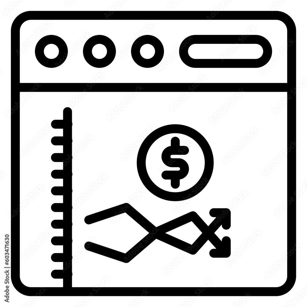 Stock Market Webpage Vector Line Icon Stock Market Webpage Vector Line Icon