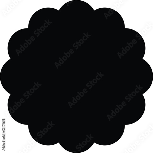 Scalloped circle shape vector isolated on white background