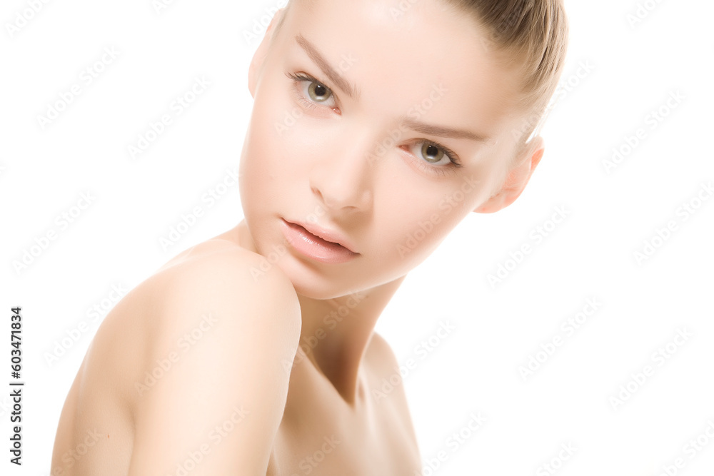 studio portrait of attractive young woman on white background studio portrait of attractive young woman on white background