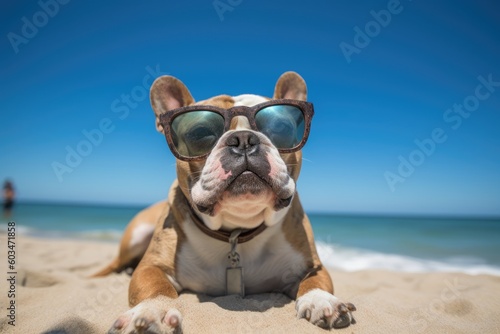 Funny Dog at the beach - Vacation - Illustration created with generative ai © Rieth