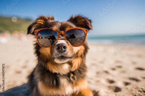 Funny Dog at the beach - Vacation - Illustration created with generative ai © Rieth