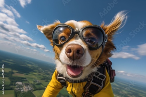 Skydiver dog - Illustration created with generative ai