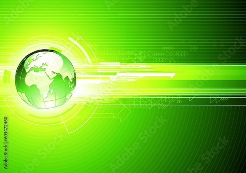 Vector illustration of abstract hi-tech Background with Glossy Earth Globe