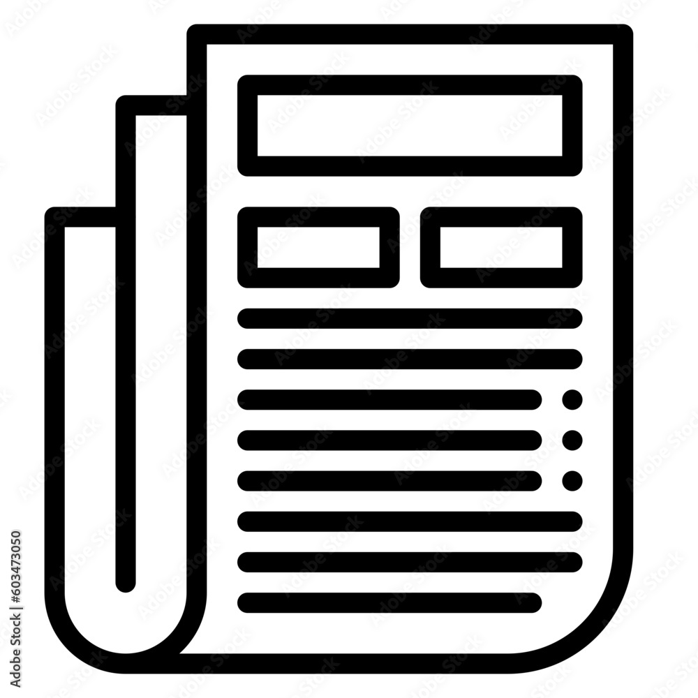 Newspaper Vector Line Icon Newspaper Vector Line Icon