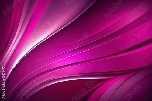 Fototapete Abstract fuchsia colored background, purple colored lines and waves with reflection