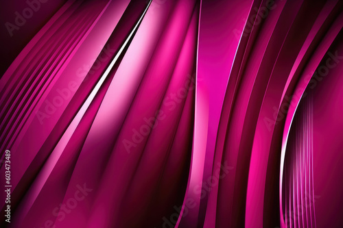 Abstract fuchsia colored background, purple colored lines and waves with light and shadow. Generative AI