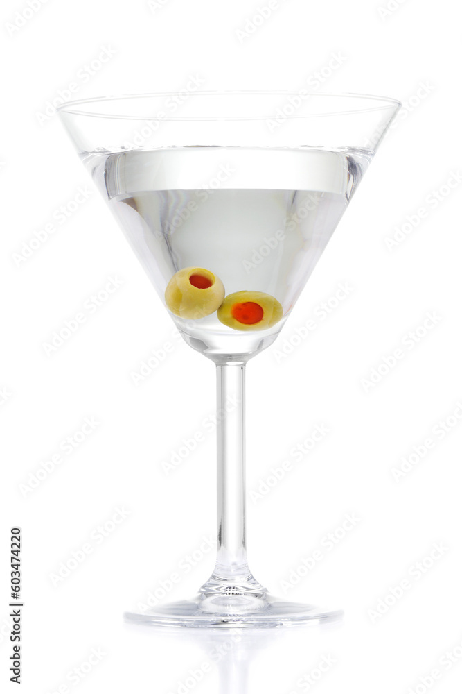 Stock image of Martini with two olives over white background