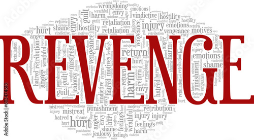 Revenge word cloud conceptual design isolated on white background.