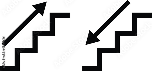 Stairs up and stairs down icon set. Stairs icon upward, downward . Vector illustration 