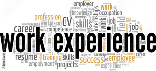 Work Experience word cloud conceptual design isolated on white background.