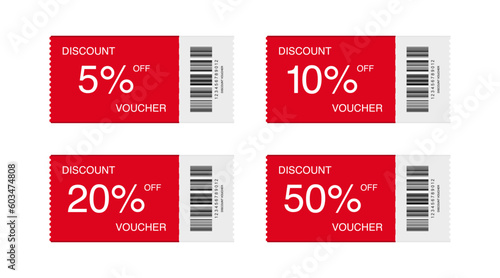 Set of coupon promotion sale for website, internet ads, social media or coupon. Cashback coupon discount. Coupon discount with vector illustration. Vector illustration