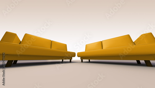 Sofas on simple background - double seated.