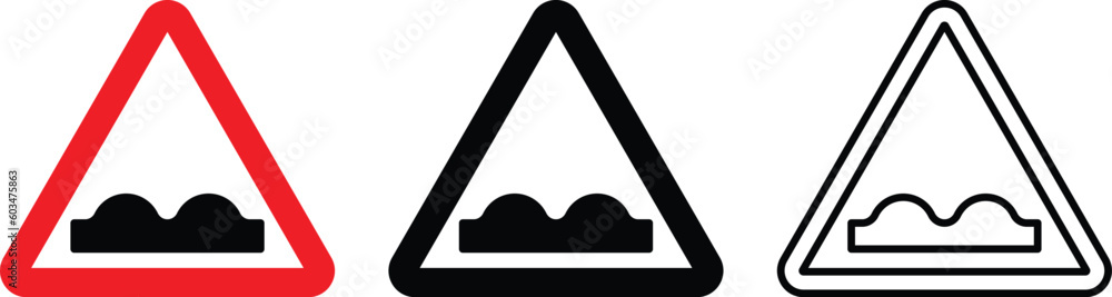 uneven road sign set . bumpy road sign vector uneven road sign set . bumpy road sign vector