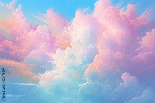 Watercolor Pastel Sky and Clouds Background (Generative AI)