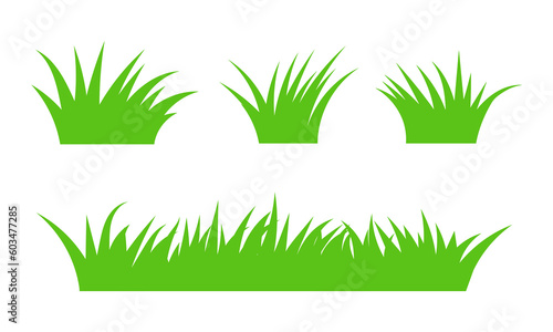 Vector set of green grass isolated on white background. Natural  eco  bio  organic concept. Green grass elements for your project. Flat vector illustration