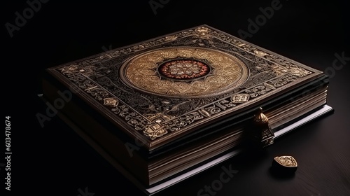 Quran holy book on dark background