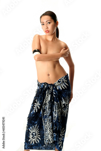 light skinned asian (filipina) model wearing sarong