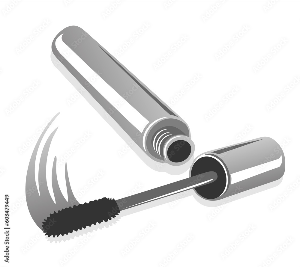Stylized black mascara isolated on a white background. Stylized black mascara isolated on a white background.