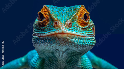 Portrait of beautiful lizard face, colorful illustration, Generative AI photo