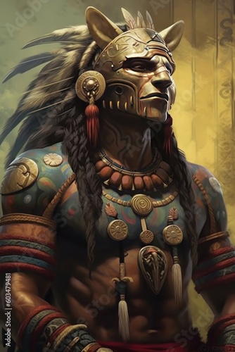 Ancient Aztec Jaguar Warrior Conceptual Art made with Generative AI