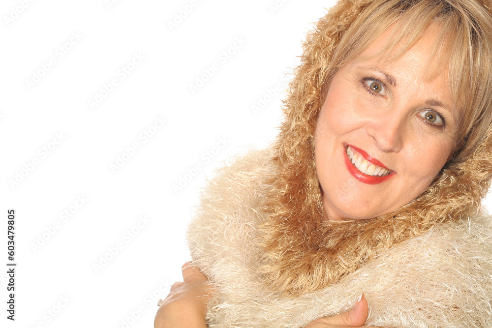 woman with fur copyspace woman with fur copyspace