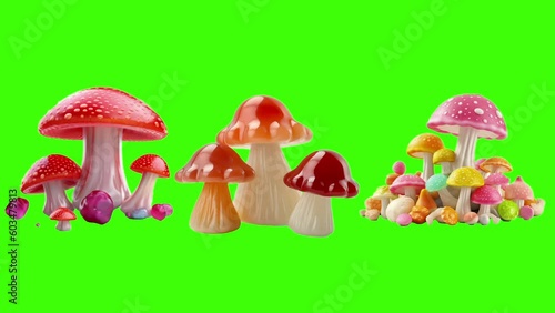 Mushrooms made of candy bopping around looping
