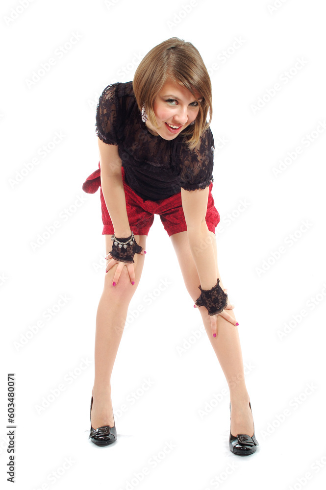 picture of happy attractive girl isolated ober white picture of happy attractive girl isolated ober white