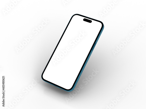 3d smartphone with blank screen isolated