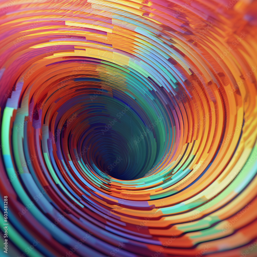 Fototapeta premium AI Generated. An Illustration of a surreal rabbit hole journey through mind tunnels. Explores inner depths, discovers infinite possibilities. Portraits the patchy mystery nature of the subconscious. 