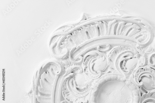 Vintage background photo with a white stucco ceiling plafond