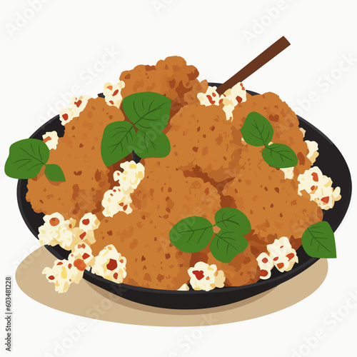 Taiwanese pop corn chicken illustration