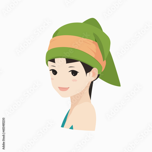 Illustration of a woman with a Hachimaki (Japanese headband)