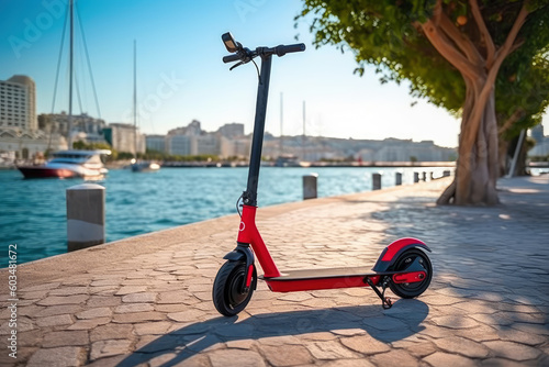 Electric scooter, eco alternative transport, AI Generated