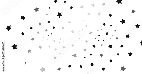 Silver star of confetti. Falling stars on a white background. Illustration of flying shiny stars. - png transparent