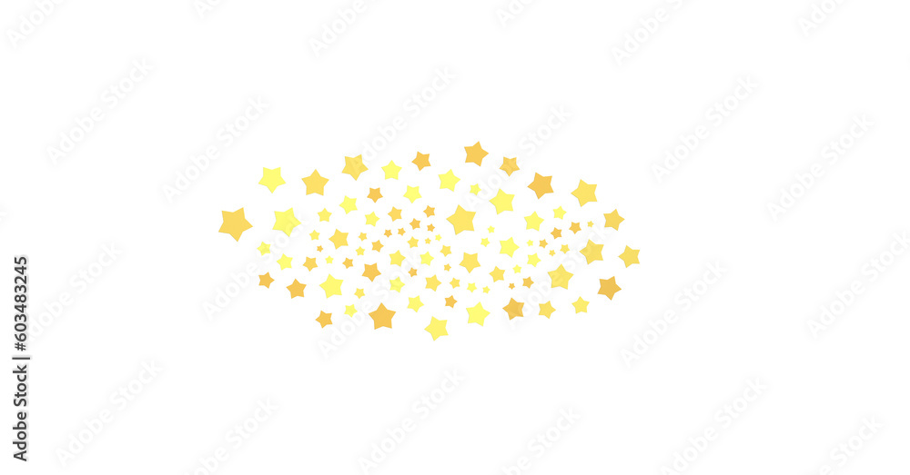 Banner with golden decoration. Festive border with falling glitter dust and stars.  (PNG transparent)