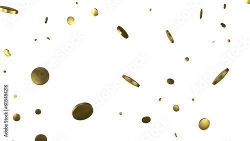 Golden serpentine confetti on transparent background. luxury isolated