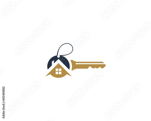 Real Estate Key Home Logo Design. Key House Logo Simple Creative Vector Illustration.